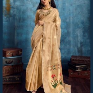 rajtex korra tissue paithani series 001-006 zari handloom saree for womens