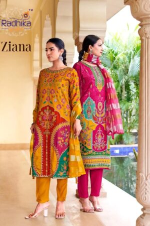 Radhika Ziana Vol 01 Dola Silk Printed Kurti With Bottom Dupatta Rehmat Boutique