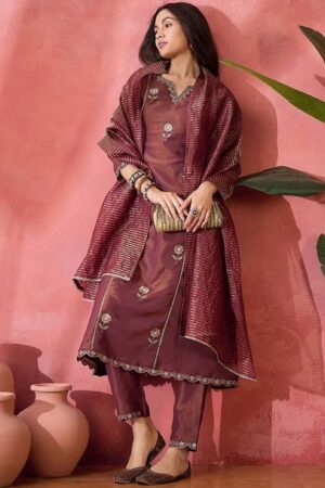 Navya Kurti 227 Shimmer Silk Kurti With Bottom Dupatta Collection Rehmat Boutique