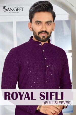 Sangeet Royal Sifli Full Sleeves Sequence Work Mens Kurta Collection Rehmat Boutique