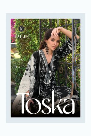 Kailee Toska Black And White Thread Worked Kurti With Bottom Dupatta Rehmat Boutique