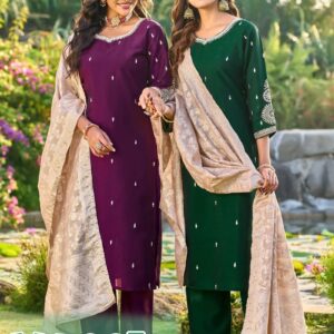 Aanchi Maggie Crystal Silk Jacquard Designer Kurti Bottom With Dupatta Rehmat Boutique