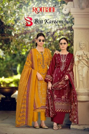 Romani Bin Kareem Vol 03 Printed Embroidered Dress Material Collection Rehmat Boutique