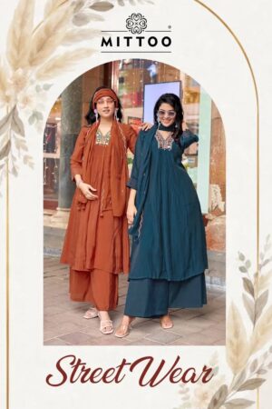 Mittoo Street Wear Mul Chnaderi Handwork Kurti With Bottom Dupatta Rehmat Boutique