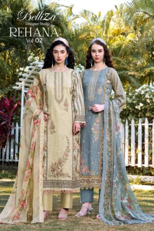 Belliza Rehana Vol 2 Pure Cotton Embroidered Dress Material Collection Rehmat Boutique