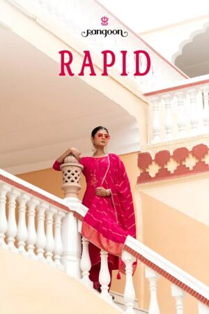 Rangoon Rapid Viscose Handworked Kurti With Bottom Dupatta Collection Rehmat Boutique