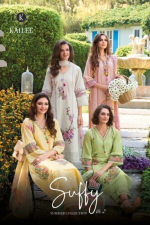 Kailee Suffy Vol 02 Chikankari Cotton Kurti WIth Bottom Dupatta Rehmat Boutique