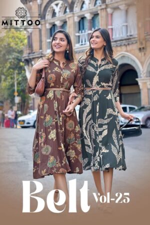 Mittoo Belt Vol 25 Printed Party Wear Kurti Collection Rehmat Boutique