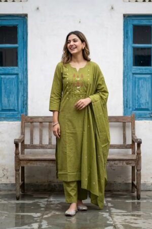 Naisha K 774 Cambric Cotton Kurti With Bottom Dupatta Collection Rehmat Boutique