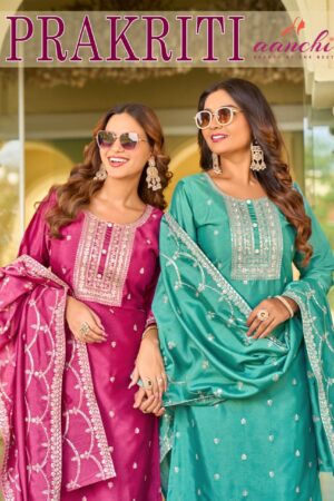 Aanchi Prakriti Designer Kurti With Bottom Dupatta Collection Rehmat Boutique