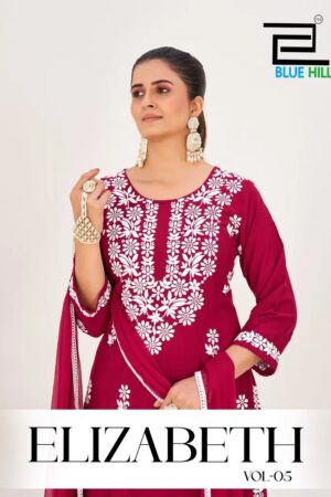 Blue Hills Elizabeth Vol 5 Thread Worked Kurti With Bottom Dupatta Rehmat Boutique