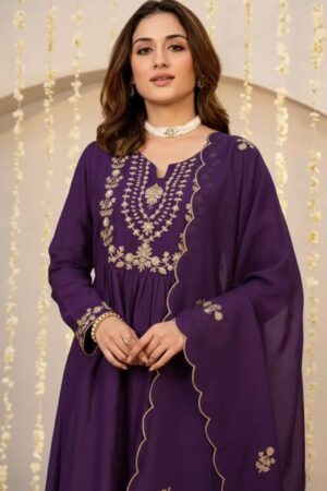 Dhruvi 426 Silk Embroidery Kurti With Bottom Dupatta Set Rehmat Boutique