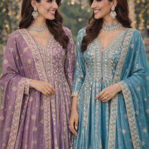 Mrudangi Aaliya Chinon Silk Embroidery Designer Gown Collection Rehmat Boutique