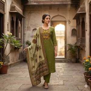 Naisha K 783 Pure Cotton Embroidery Kurti Bottom With Dupatta Rehmat Boutique