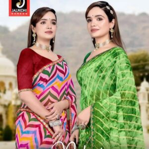 Jalnidhi Nikita Georgette Laheriya Printed Saree Collection Rehmat Boutique