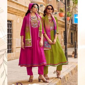 Kadlee Roopam Mul Chanderi Thread Work Kurti With Bottom Dupatta Rehmat Boutique