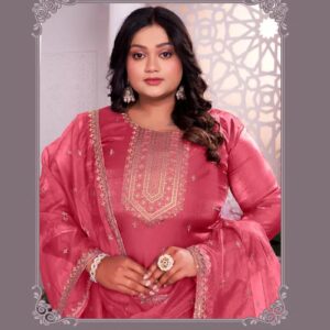 Aanchi Plus Gaurika Embroidered Kurti With Bottom Dupatta Rehmat Boutique