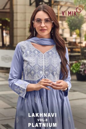 Vamika Lakhnavi Vol 8 Premium Threadwork Kurti Bottom And Dupatta Rehmat Boutique