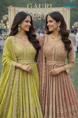 Mrudangi Gauri Real Chinon Embroidered Gown Collection Rehmat Boutique