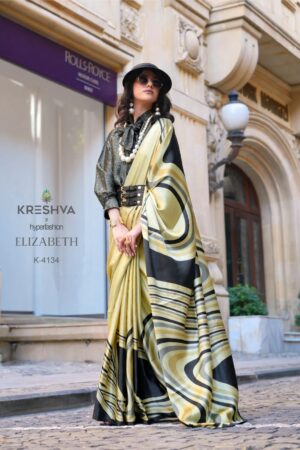 Kreshva Elizabeth Satin Silk Party Wear Saree Collection Rehmat Boutique
