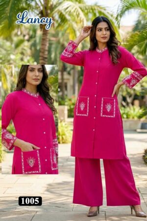 Lancy Vol 1 Rayon Embroidery Kurti With Bottom Collection Rehmat Boutique