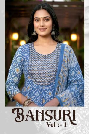 Bansuri Vol 01 Cotton Embroidery Kurti With Bottom Dupatta Set Rehmat Boutique