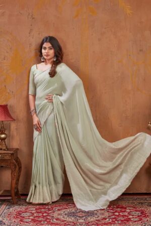 Triva Moss Foil Printed Cut Work Plain Saree Collection Rehmat Boutique