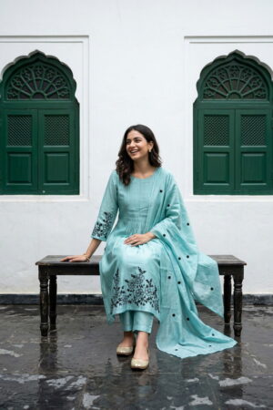 Naisha K 799 Mul Chanderi Kurti With Bottom Dupatta Collection Rehmat Boutique