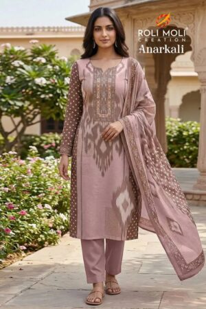 Roli Moli Anarkali Maslin Printed Dress Material Collection Rehmat Boutique