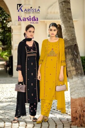Karissa Kasida Vol 3 Embroidered Kurti With Bottom Dupatta Rehmat Boutique