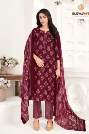 Suryajyoti Trendy Cotton Vol 71 Readymade Cotton Kurti With Bottom Dupatta Rehmat Boutique