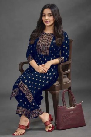 St D No 34 Foil Printed Regular Wear Kurti With Bottom Collection Rehmat Boutique