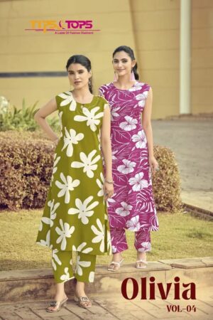 Tips And Tops Olivia Vol 4 Printed Kurti With Bottom Collection Rehmat Boutique