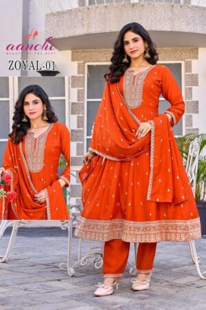 Aanchi Zoyal Vichitra Silk Anarkali Kurti With Bottom Dupatta Rehmat Boutique