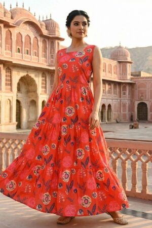 Floral 01 To 05 Printed Sleeveless Long Kurti Collection Rehmat Boutique