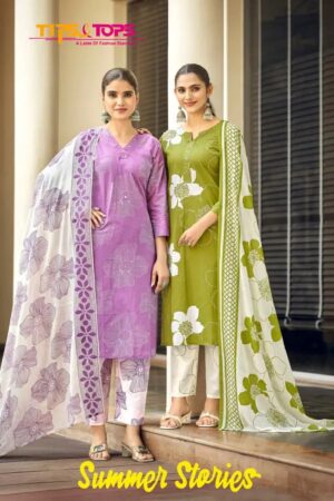 Tips And Tops Summer Stories Printed Cotton Kurti 3 Piece Set Rehmat Boutique
