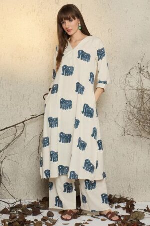Indo Era 2625 Cotton Blend V Neck Kurti With Bottom Collection Rehmat Boutique