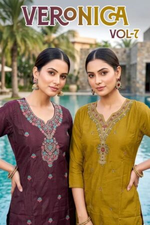 Veronica Vol 07 Roman Silk Embroidery Kurti Set Collection Rehmat Boutique