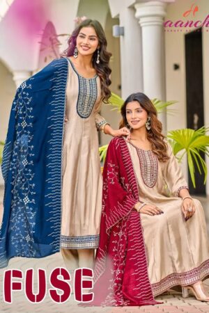 Aanchi Fuse Vihitra Silk Anarkali Kurti With Bottom Dupatta Collection Rehmat Boutique