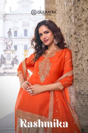 gulkayra designer rashmika series 7580 to 7582 chinon readymade plazzo kurti with dupatta in wholesale surat