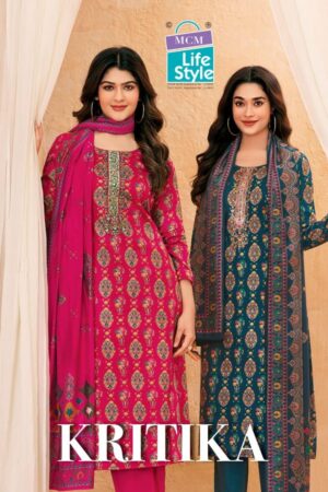 mcm lifestyle kritika series 009 to 016 jam satin unique suit in wholesale surat