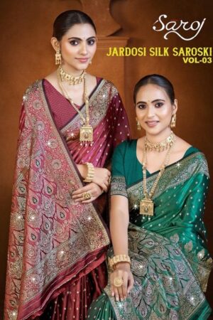 Saroj Jardosi satin saroski vol.3 series 1001 to 1005 Satin silk saree in wholesale surat