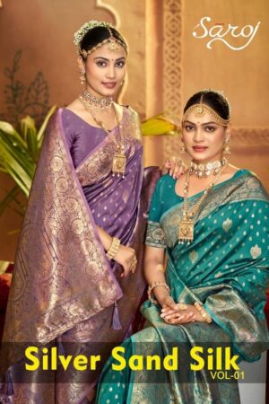 Saroj Silver sand silk vol.1 series 1001 to 1004 50*600 Silk Saree in wholesale surat