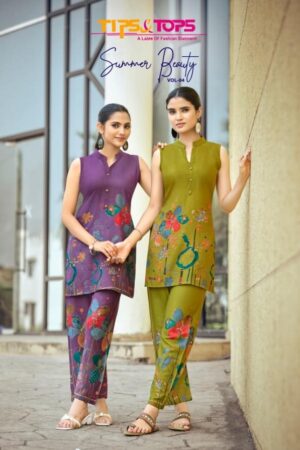 tips & tops summer beauty vol 4 series 1001 to 1006 rayon fully stitch co-ord sets in wholesale surat