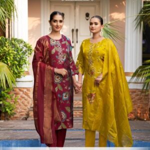 vaniska colourpix trendy touch vol 1 series 1001 to 1008 glass silk full stitch big size suit in wholesale surat