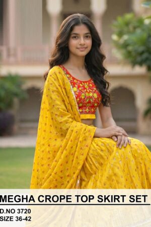 Megha 3720 Satin Silk Crop Kids Wear Lehenga Choli Collection Rehmat Boutique