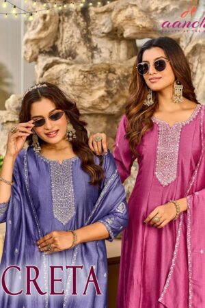 Aanchi Creta Vichitra Silk Anarkali Kurti With Bottom Dupatta Rehmat Boutique