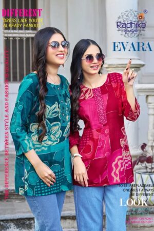 Radhika Evara Vol 1 Printed Short Ladies Top Collection Rehmat Boutique