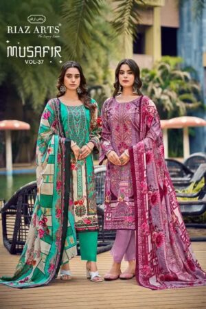 Riaz Arts Musafir Vol 37 Lawn Cotton Printed Dress Material Rehmat Boutique