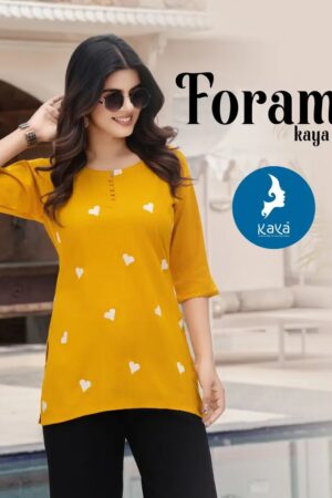Kaya Foram Rayon Printed Short Ladies Top Collection Rehmat Boutique